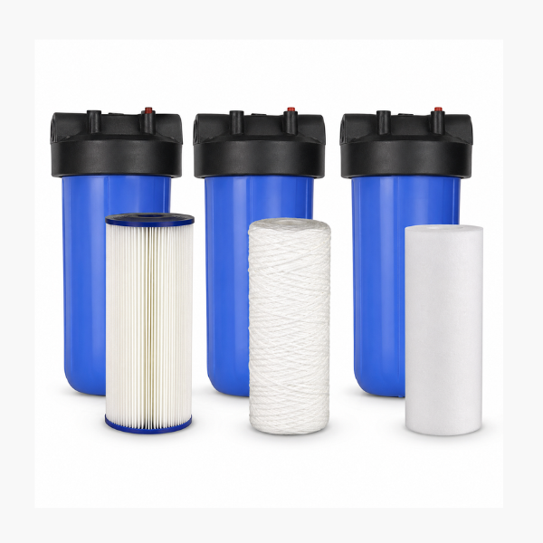 Private water supply 3 stage filtration system (Housings and Inserts)